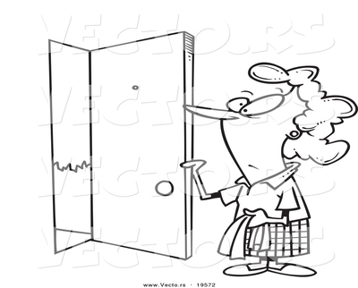 400x322 Open Door Coloring Cartoon Knocking Clipart Kid
