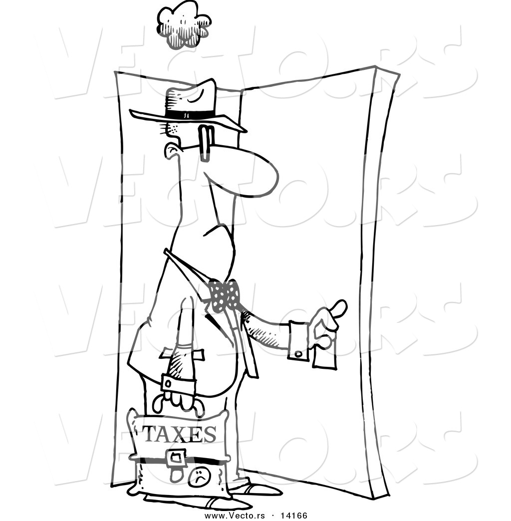 1024x1044 Vector Of A Cartoon Tax Man Walking Through A Door