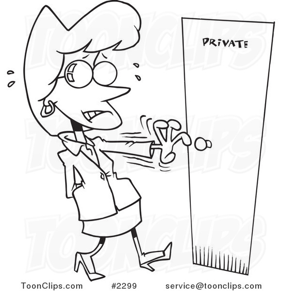 581x600 Cartoon Blacknd White Line Drawing Of Nervous Lady Opening