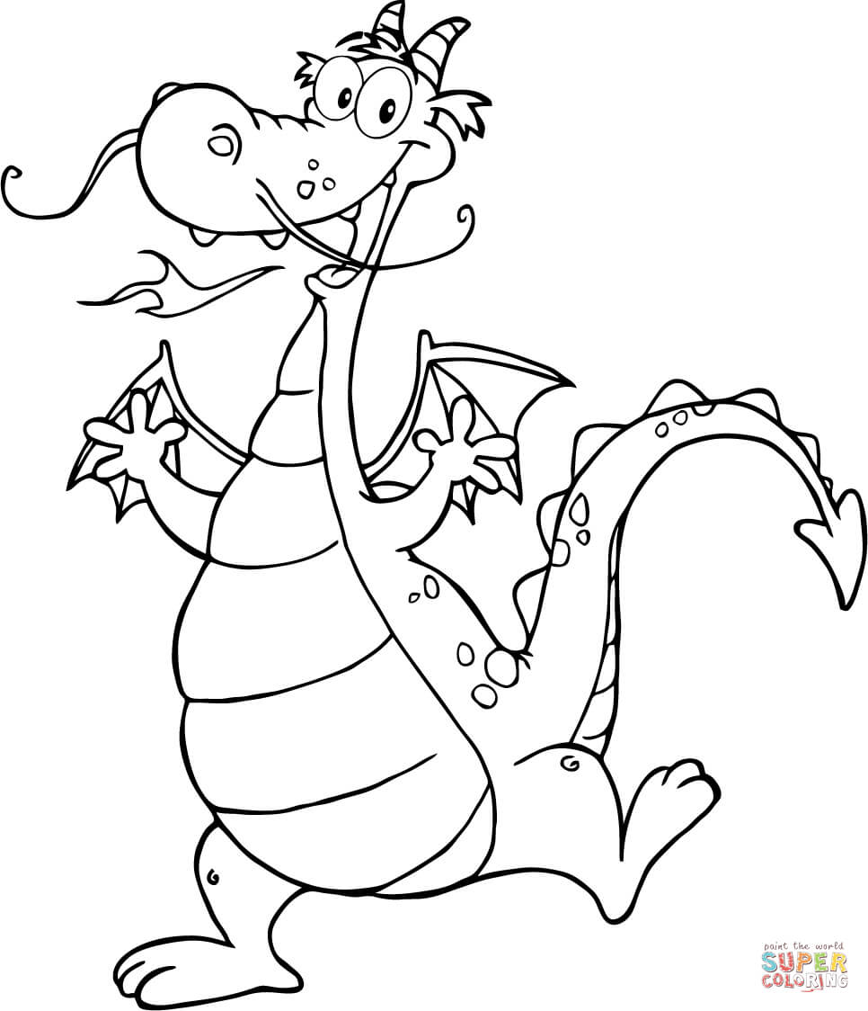 966x1124 Happy Cartoon Dragon Coloring Page Free Printable Coloring Pages