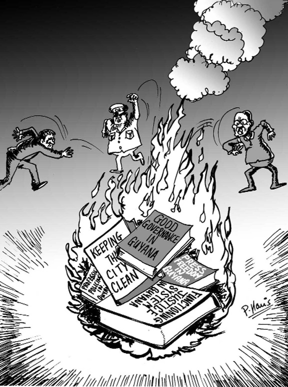 576x775 Sunday Cartoon Burning Books Stabroek News