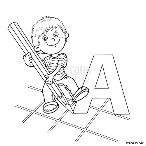 500x500 Coloring Page Outline Of A Cartoon Drawing Boy Stock Image