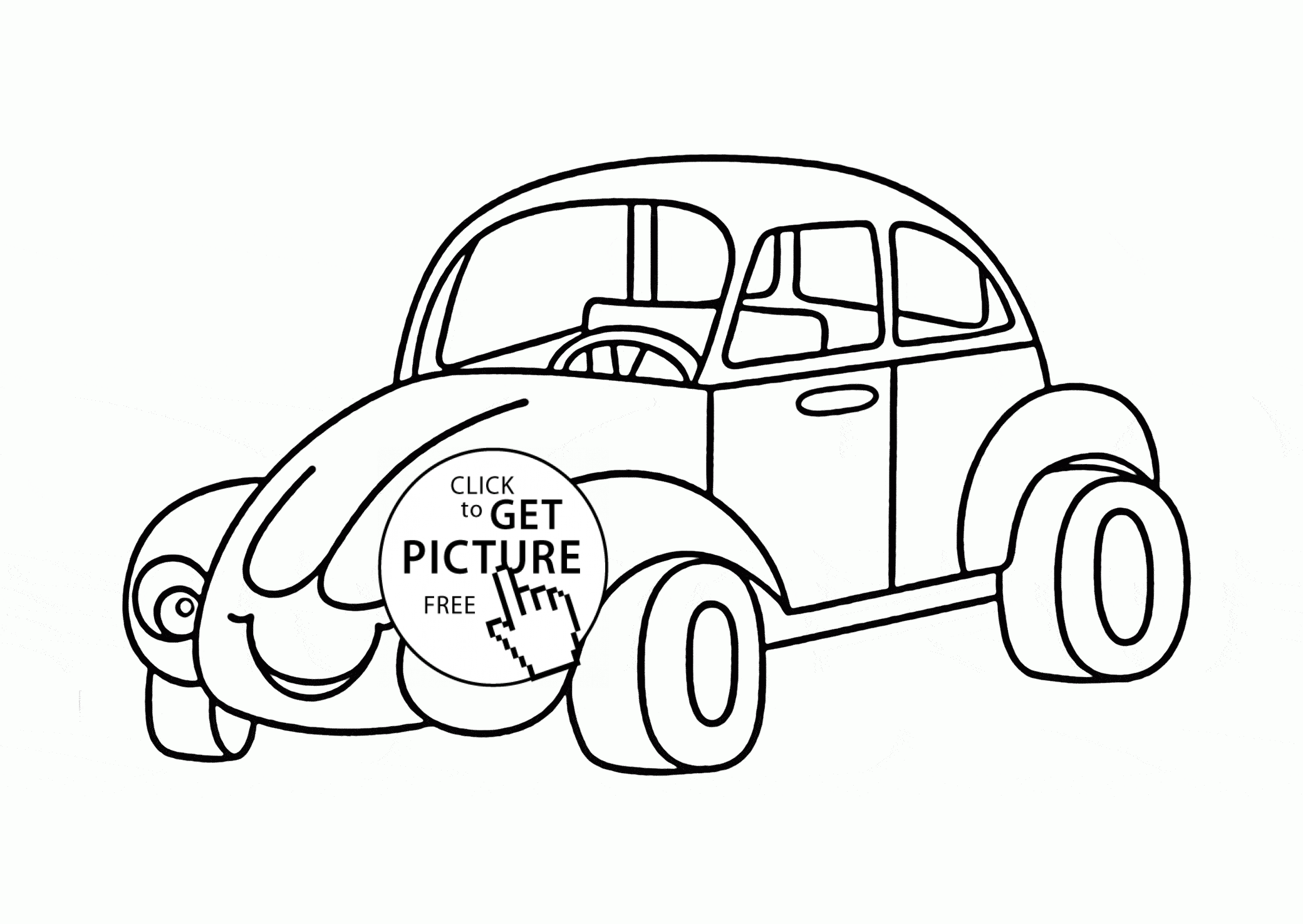 2080x1475 Cartoon Car Coloring Page For Kids, Transportation Coloring Pages