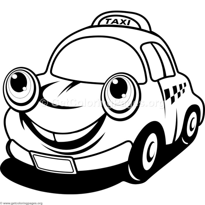 700x700 Cute Cartoon Taxi Car Coloring Pages