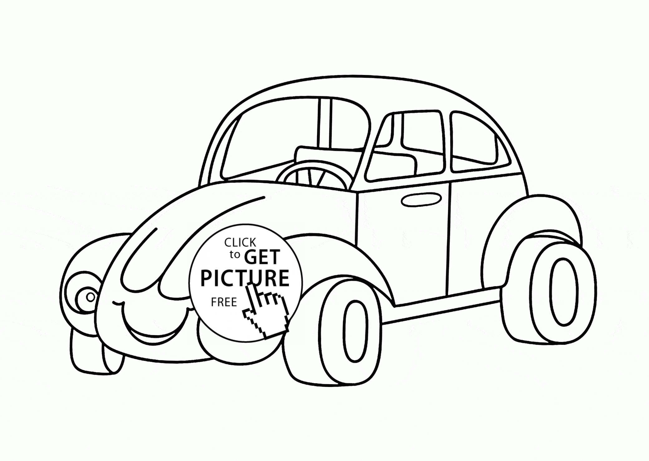 2080x1476 Smiling Cartoon Car Coloring Page For Preschoolers, Transportation