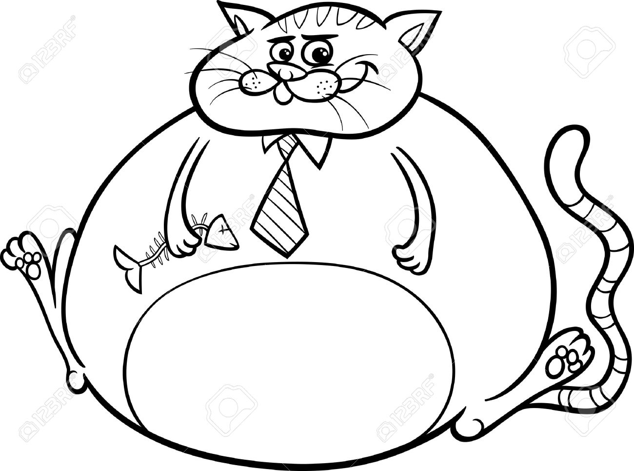 1300x965 Black And White Cartoon Humor Concept Illustration Of Fat Cat