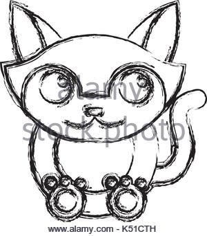 300x341 Cute Sketch Draw Cat Cartoon Stock Vector Art Amp Illustration