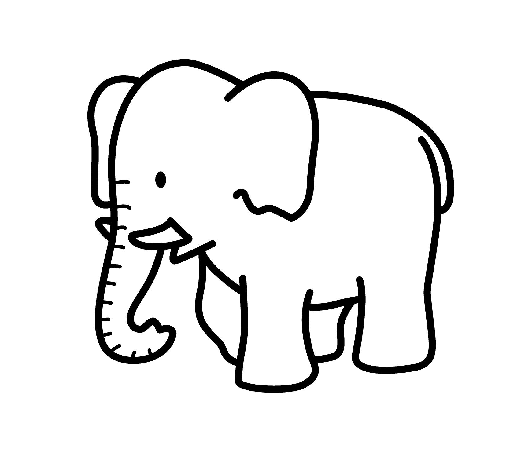 1740x1483 Cartoon Elephant Animals Coloring Pages For Kids, Printable Free