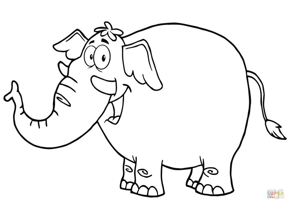 1000x708 Happy Cartoon Elephant Coloring Page Free Printable Coloring Pages