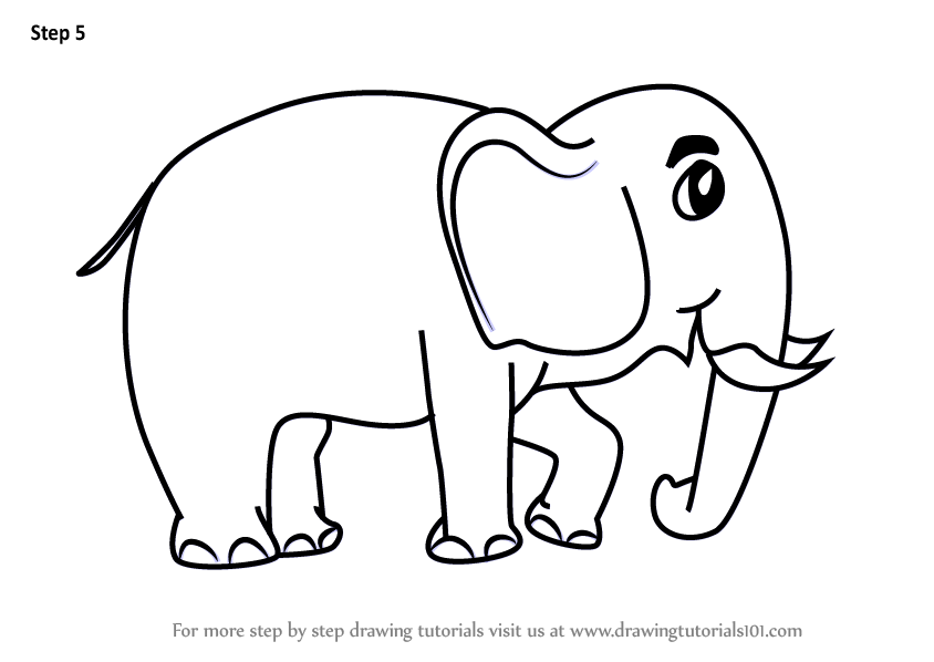 844x598 Learn How To Draw A Cartoon Elephant (Cartoon Animals) Step By