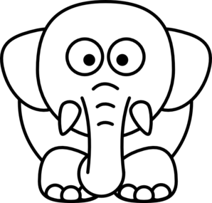 298x285 Cartoon Elephant Bw Clip Art