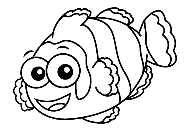 601x425 Printable Cartoon Clown Fish Coloring Page