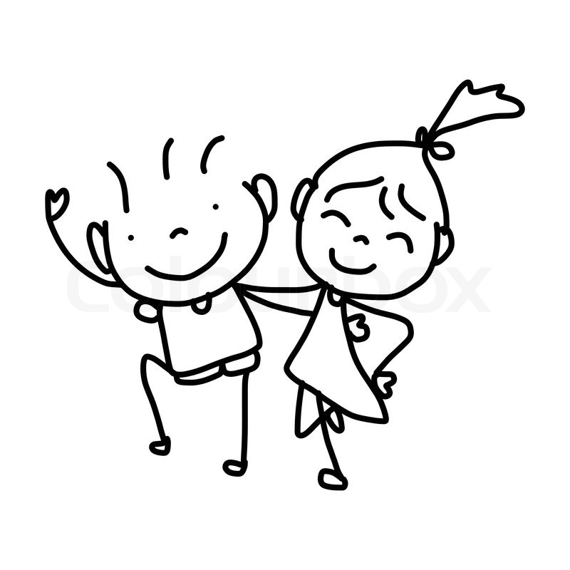 800x800 Hand Drawing Cartoon Happy Kids Stock Vector Colourbox