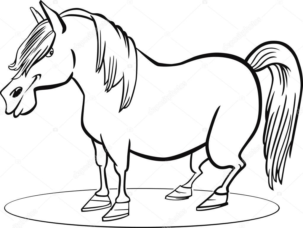 1023x768 Cartoon Pony Horse Coloring Page Stock Vector Izakowski