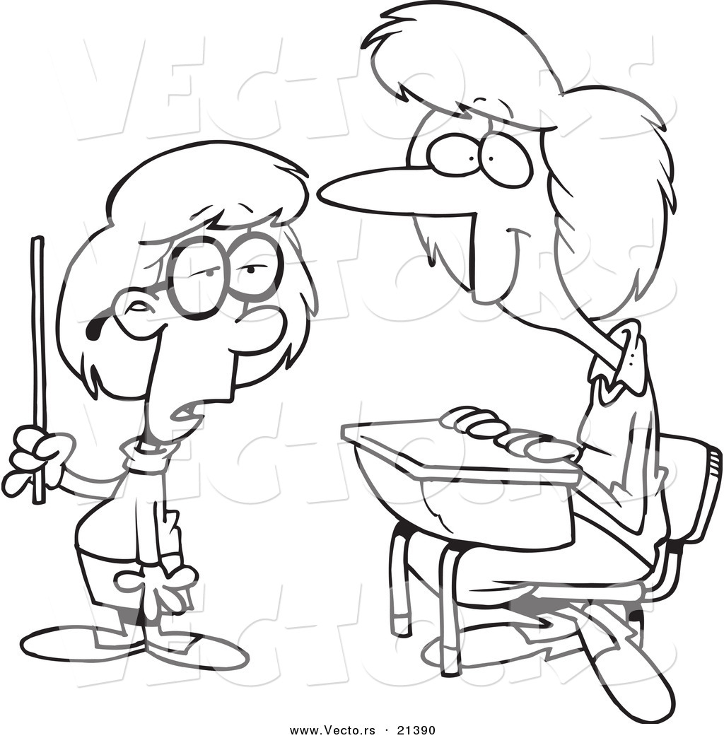 1024x1044 Vector Of A Cartoon Smart School Girl Giving Her Teacher A Lesson