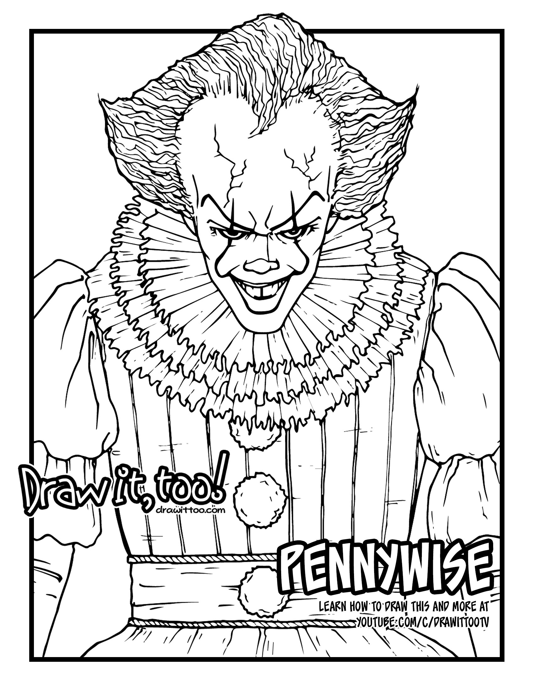 1700x2200 How To Draw Pennywise The Clown (It [2017]) Drawing Tutorial