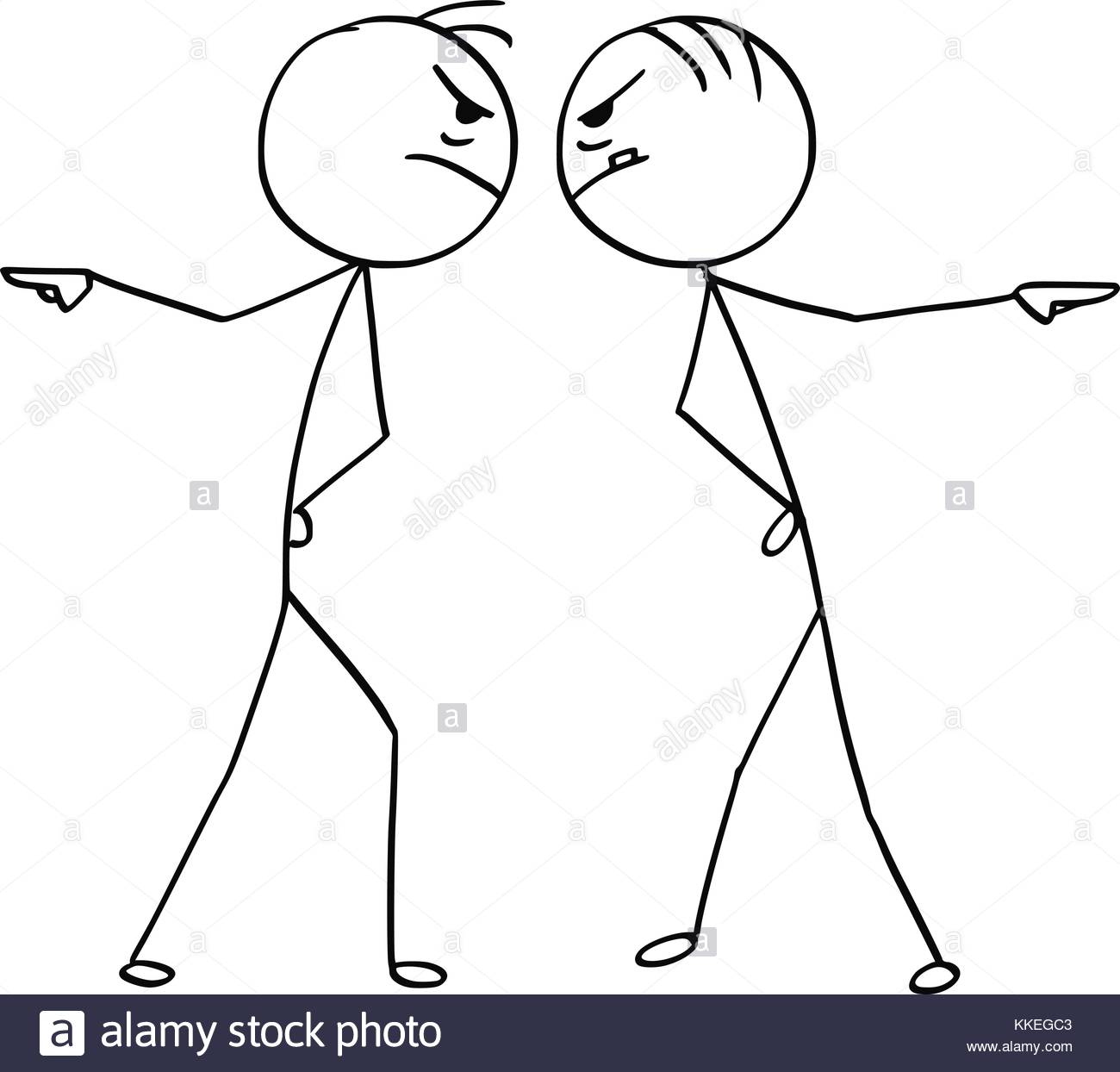 1300x1244 Cartoon Stick Man Drawing Illustration Of Two Angry Man Pointing