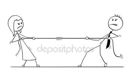 450x279 Conceptual Cartoon Of Business Man And Woman Competition Stock