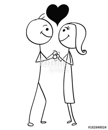 413x500 Vector Stick Man Cartoon Of Man Woman In Love Stock Image