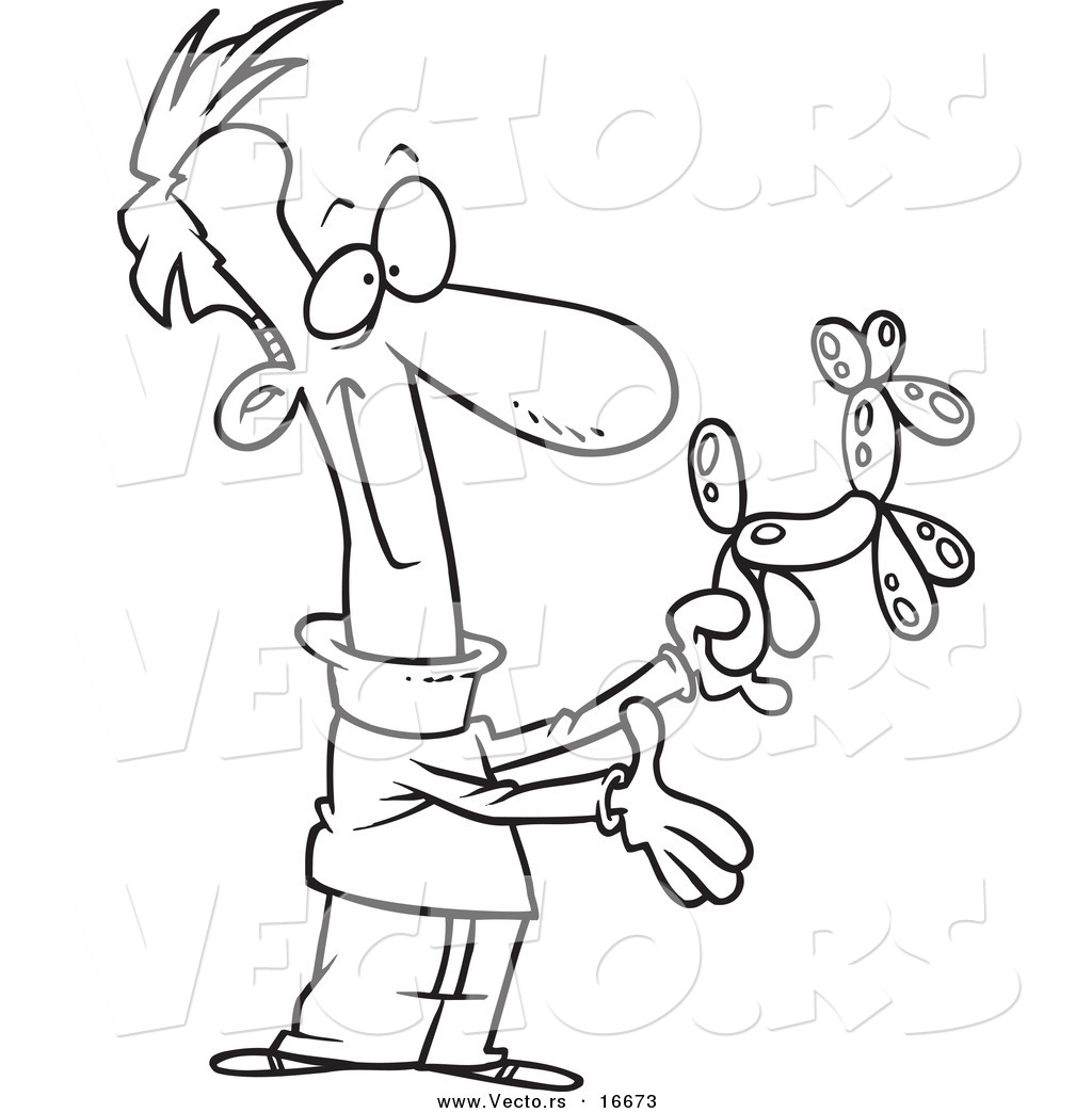 1024x1044 Vector Of A Cartoon Man Presenting A Balloon Dog