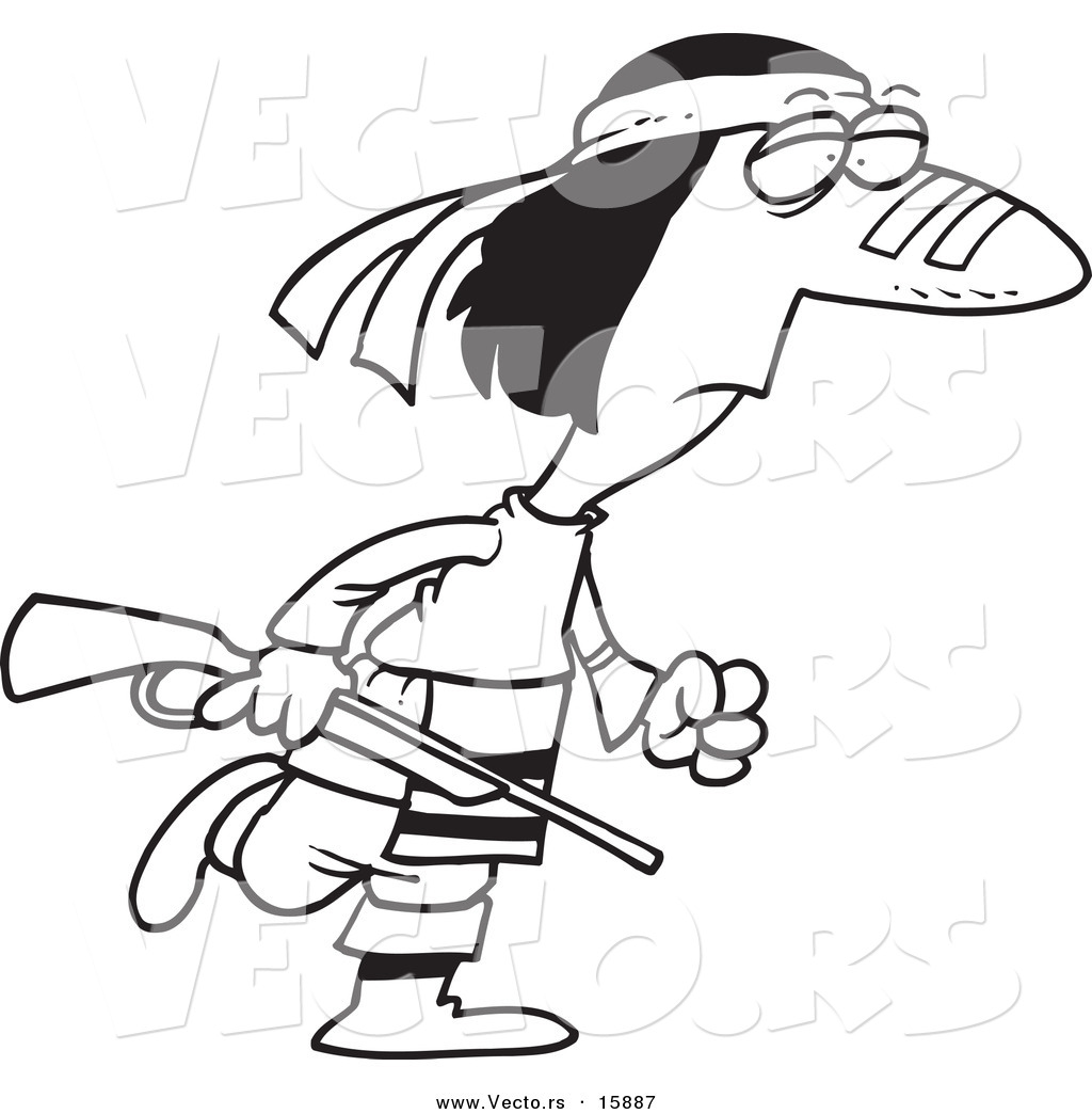 1024x1044 Vector Of A Cartoon Native American Man Carrying A Gun