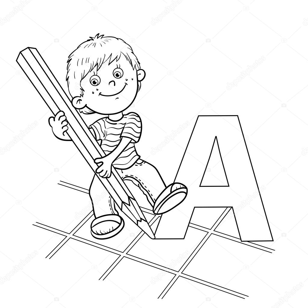 1024x1024 Coloring Page Outline Of A Cartoon Drawing Boy Stock Vector