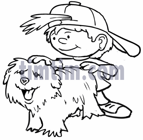 490x480 Free Drawing Of Boy And His Dog Bw From The Category Pets