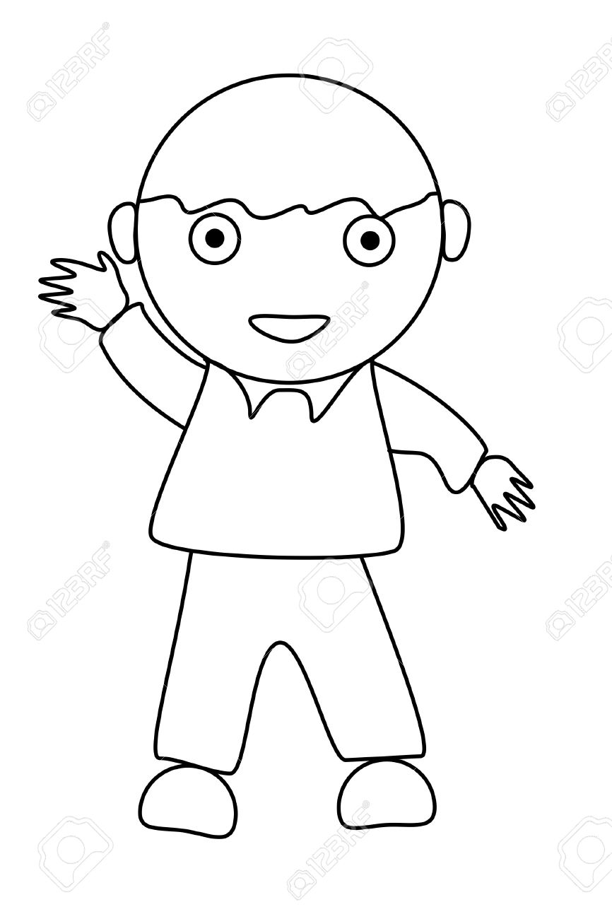 866x1300 Simple Cartoon Of A Cute Boy On White Stock Photo, Picture