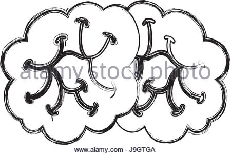 450x302 Brain Cartoon Silhouette Illustration Draw Stock Vector Art