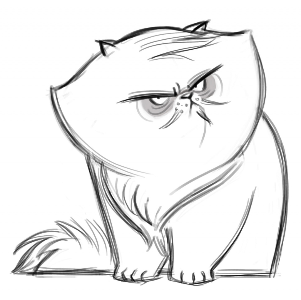 1024x1021 Drawing Of A Cat How To Draw A Cartoon Cat Sitting Youtube