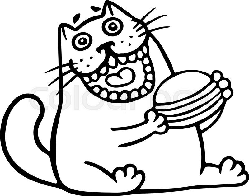 800x630 The Cat Is Eating A Hamburger. Funny Cartoon Cool Character