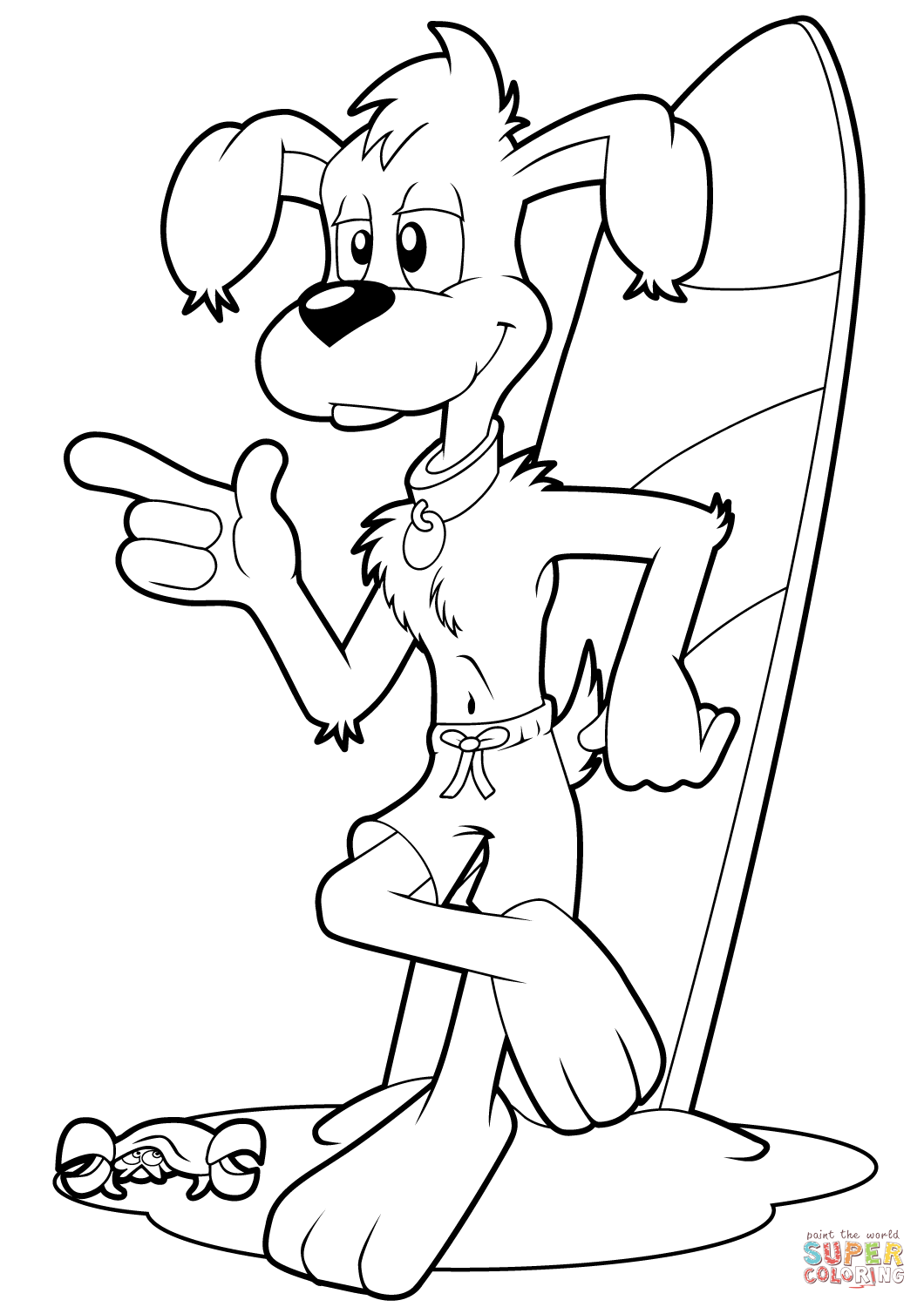1060x1500 Cool Cartoon Dog Surfer Coloring Page Free Printable Coloring Pages