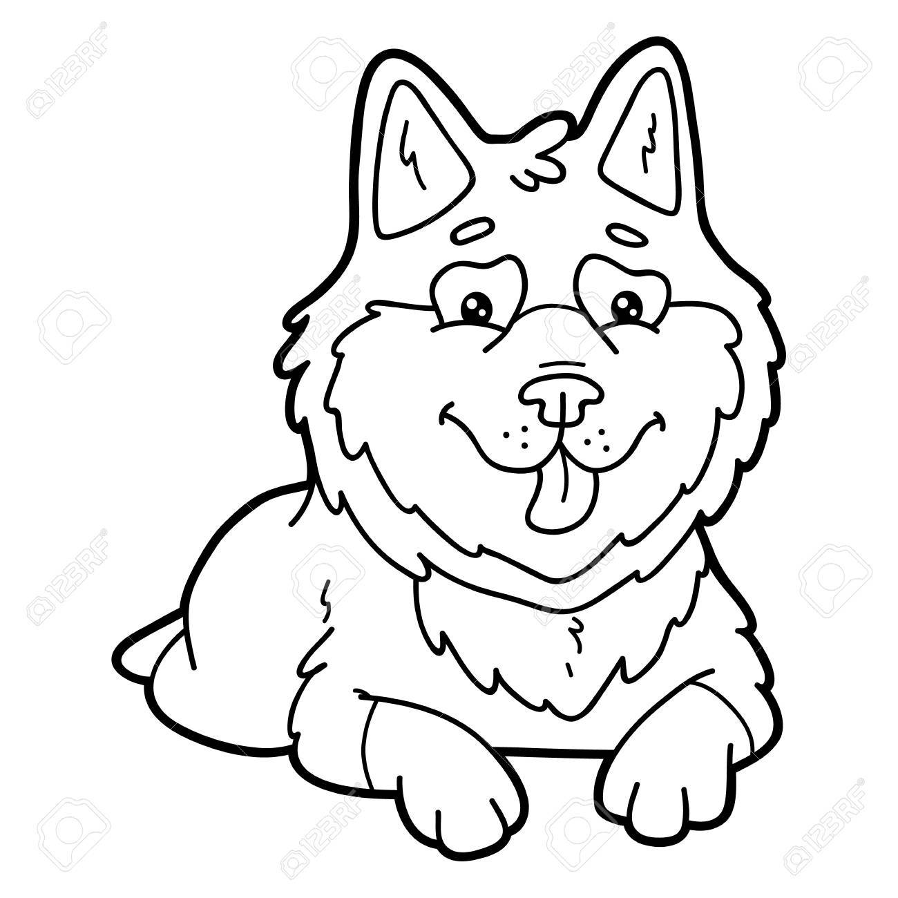 1300x1300 Cute Cartoon Dog Character For Children, Coloring Page. Royalty