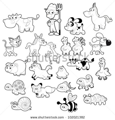 450x469 Drawn Farm Animals Black And White