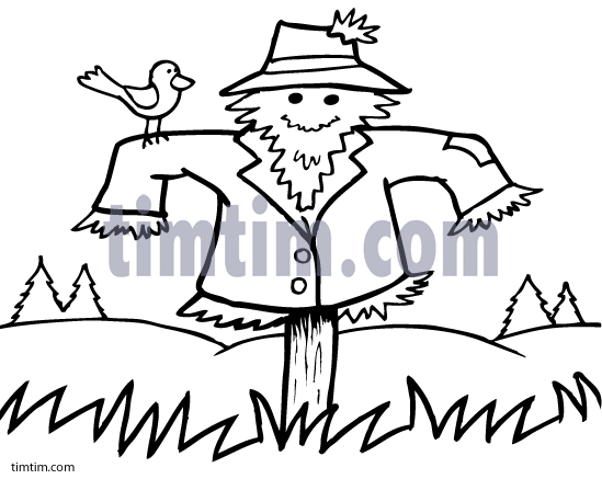 549x437 Free Drawing Of A Scarecrow Bw From The Category Farm Animals