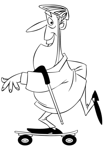 339x480 Cartoon Man Riding A Skateboard Coloring Page Free Printable
