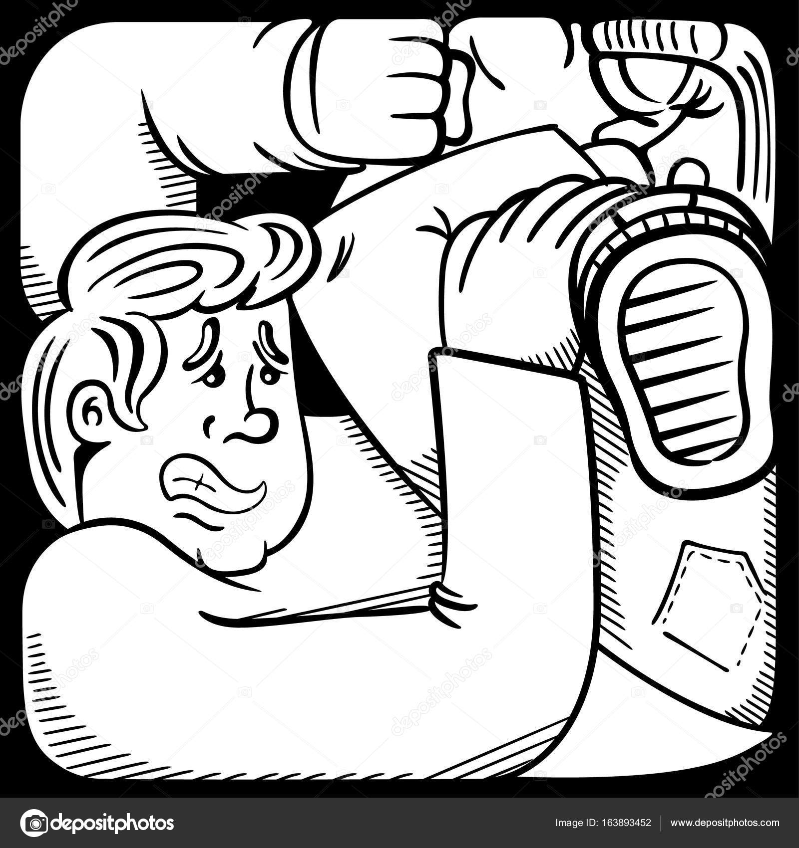 1600x1700 Cartoon Representation Of A Man Person In Anguish, In Tight Space