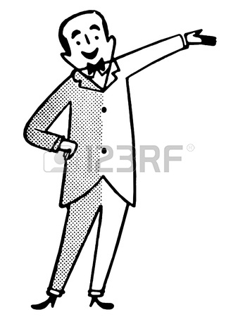 338x450 A Cartoon Style Drawing Of A Man Dressed In A Lounge Suit Pointing