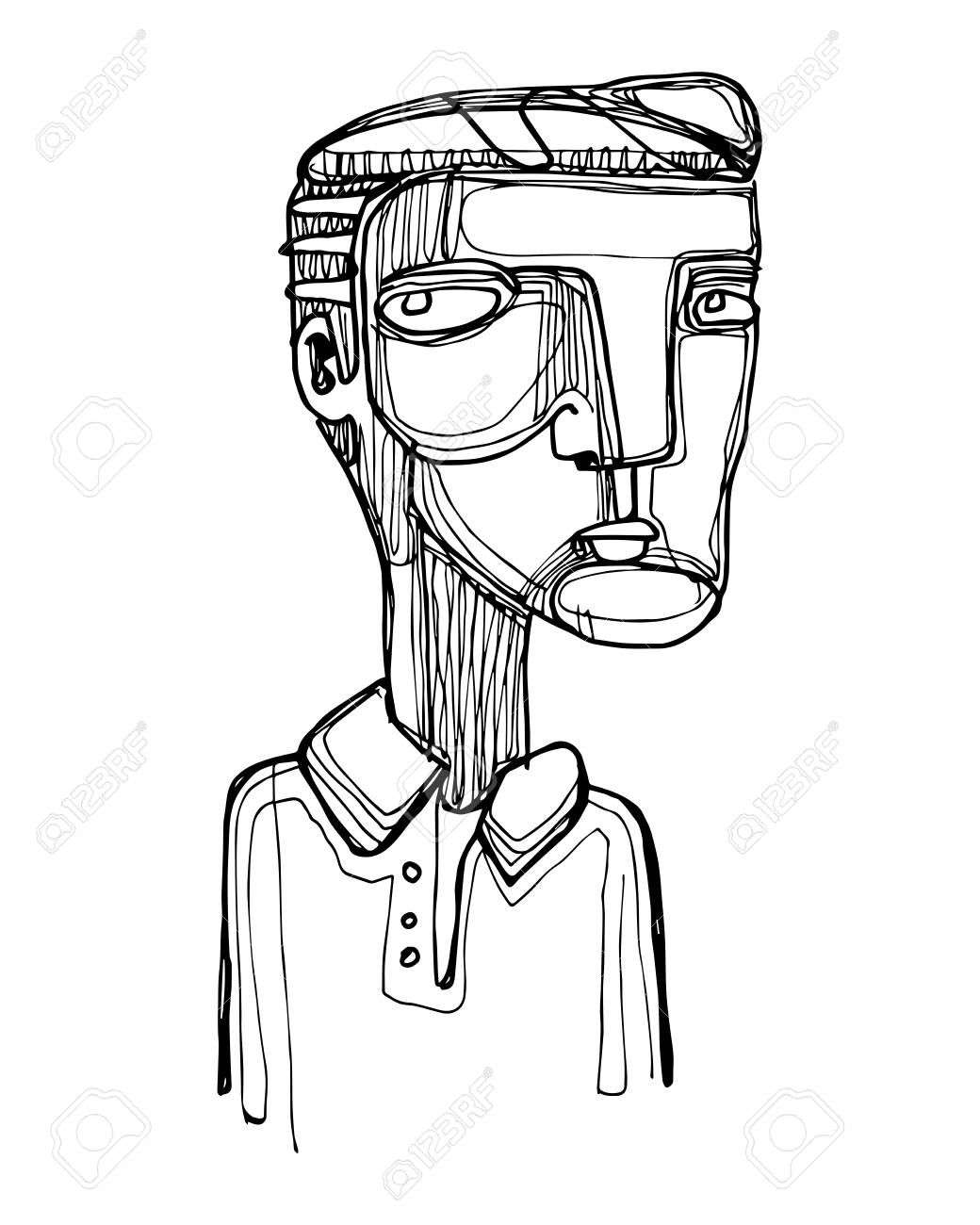 1040x1300 Vector Illustration Or Drawing Of A Cartoon Of A Man With Skeptic