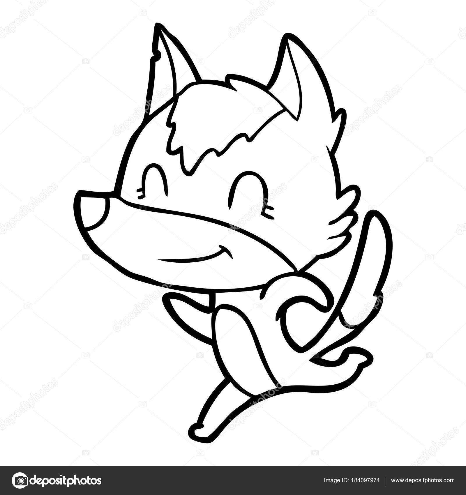 1600x1700 Vector Illustration Friendly Cartoon Wolf Stock Vector