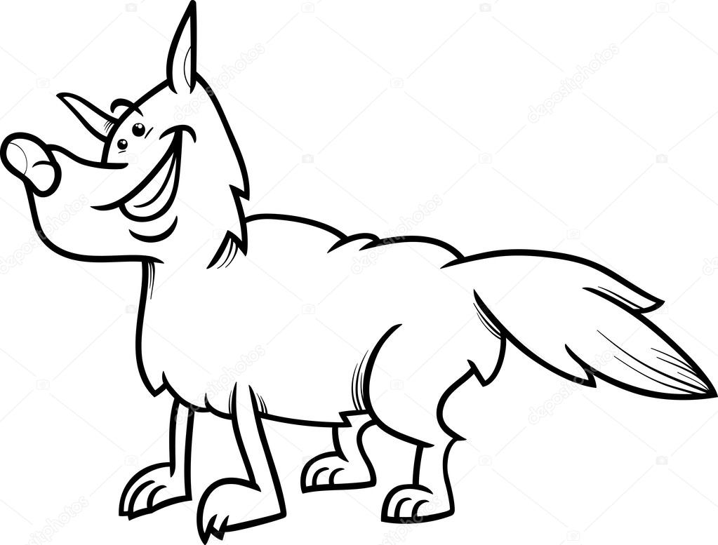 1023x777 Wolf Animal Cartoon Coloring Book Stock Vector Izakowski