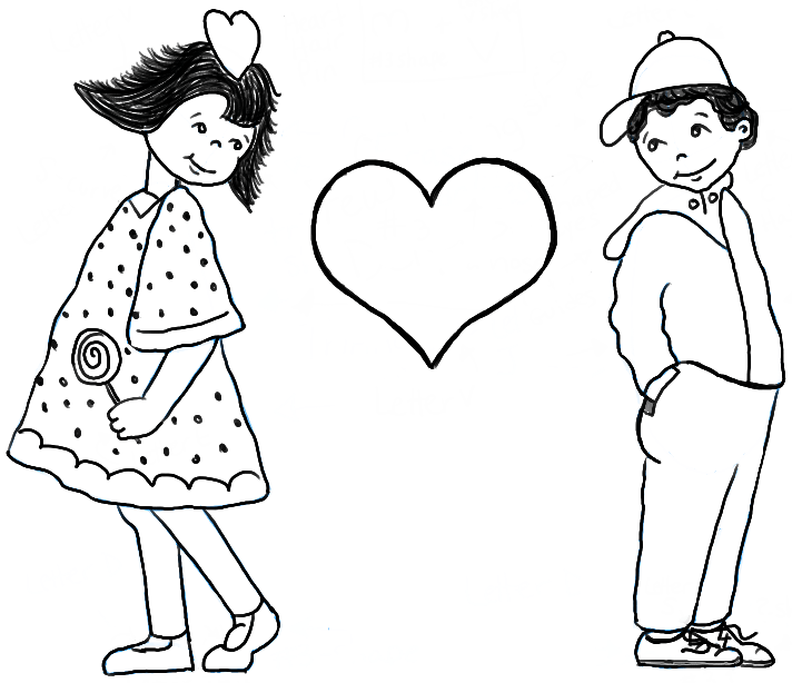 712x614 How To Draw Boy And Girl In Puppy Love For Valentines Day