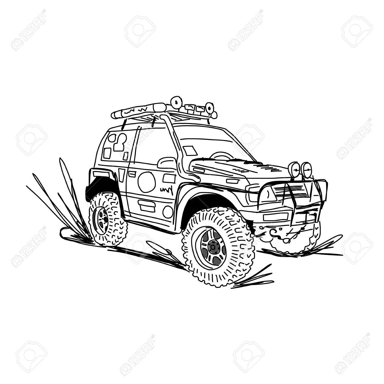 1300x1300 Tuned Suv Car, Sketch For Your Design. Vector Illustration Royalty
