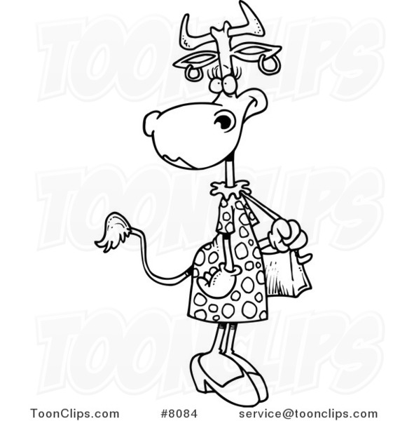 581x600 Cartoon Blacknd White Line Drawing Of Female Cow Carrying