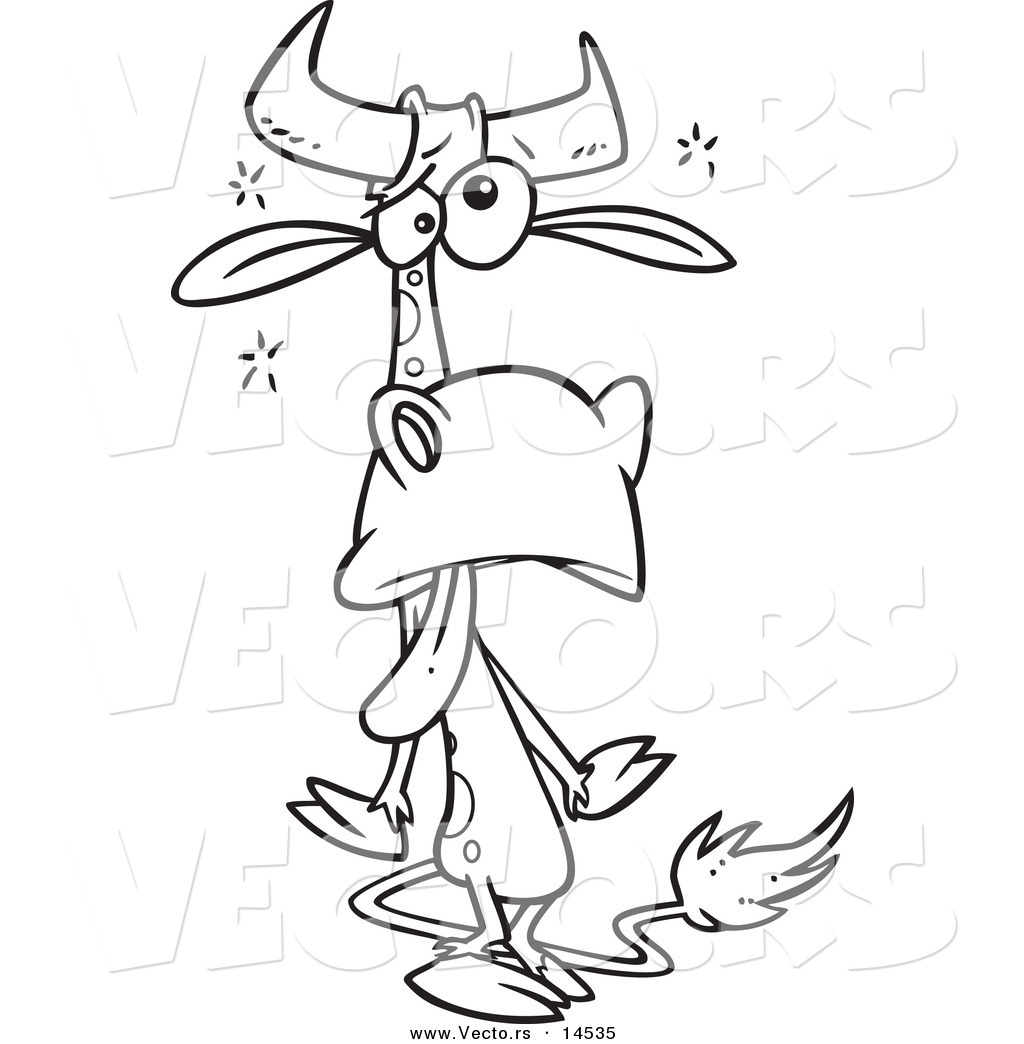 1024x1044 Vector Of A Cartoon Tired Cow