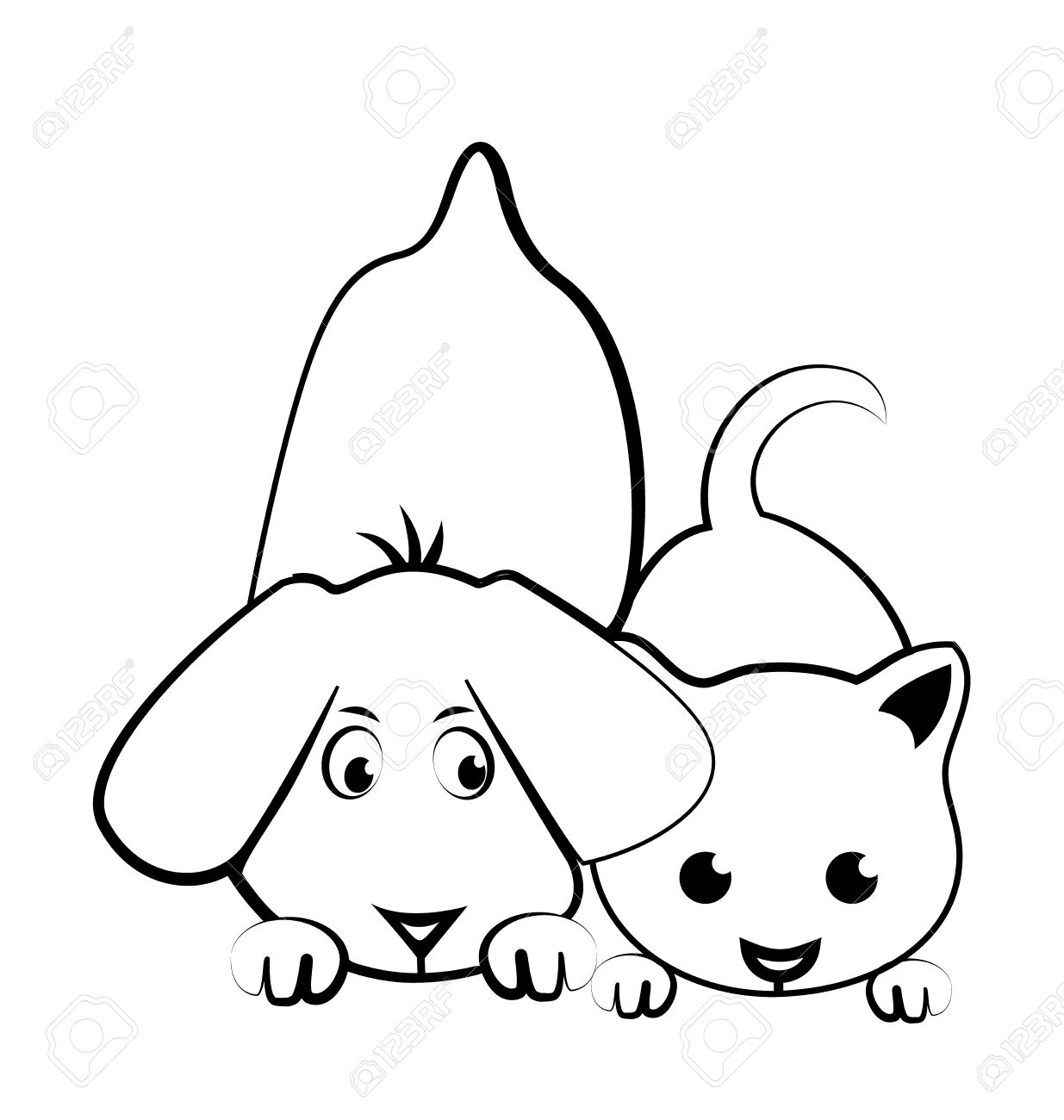 1235x1300 Dog And Cat Cartoon Silhouette Logo Vector Royalty Free Cliparts