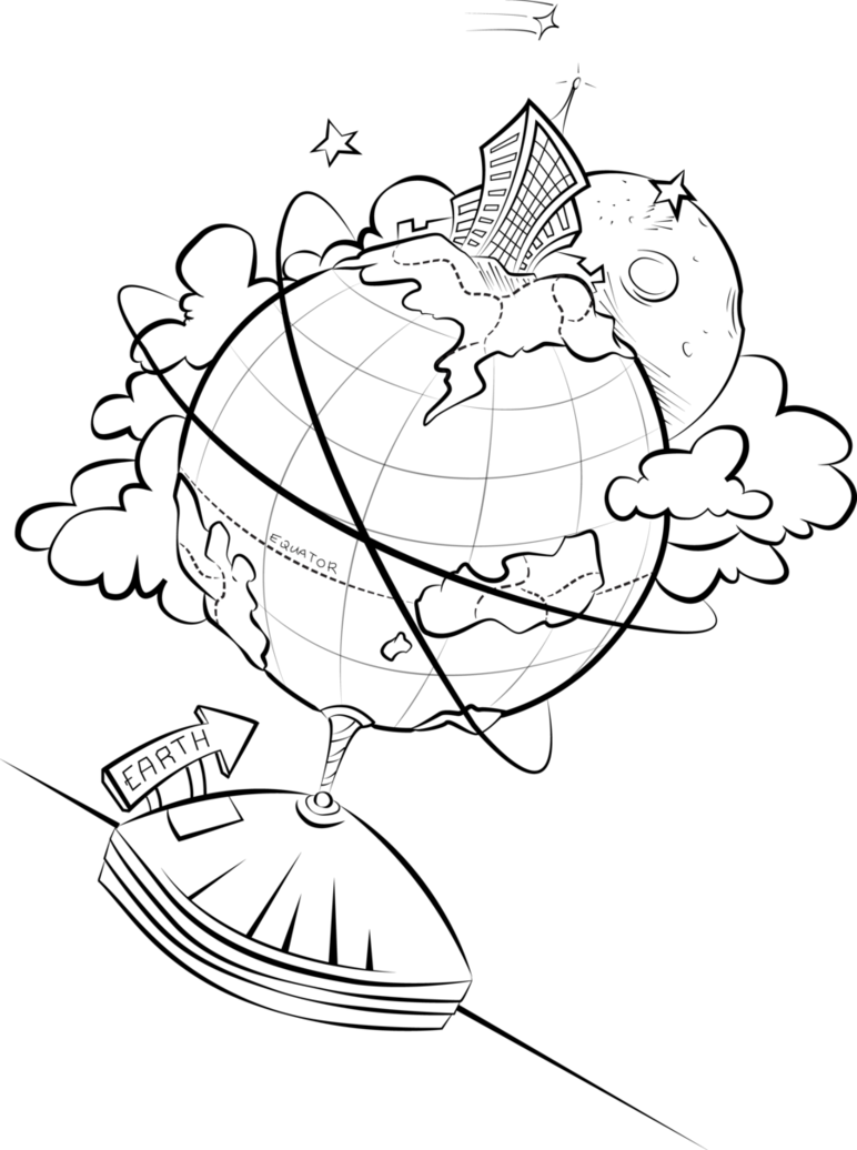 772x1036 Cartoon Earth Line Art By Eballen