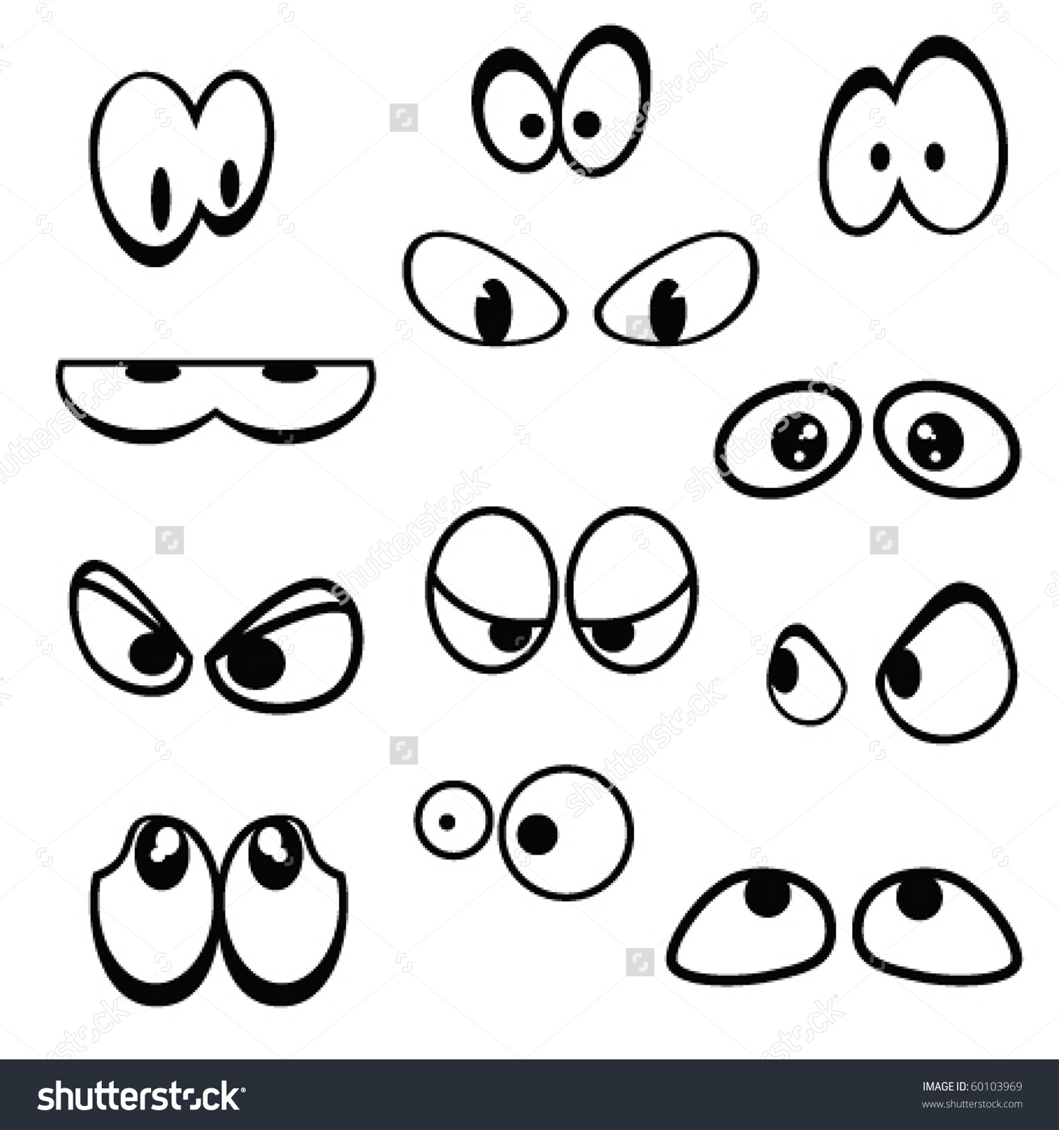 1500x1600 Set Of Cartoon Eyes On White Background