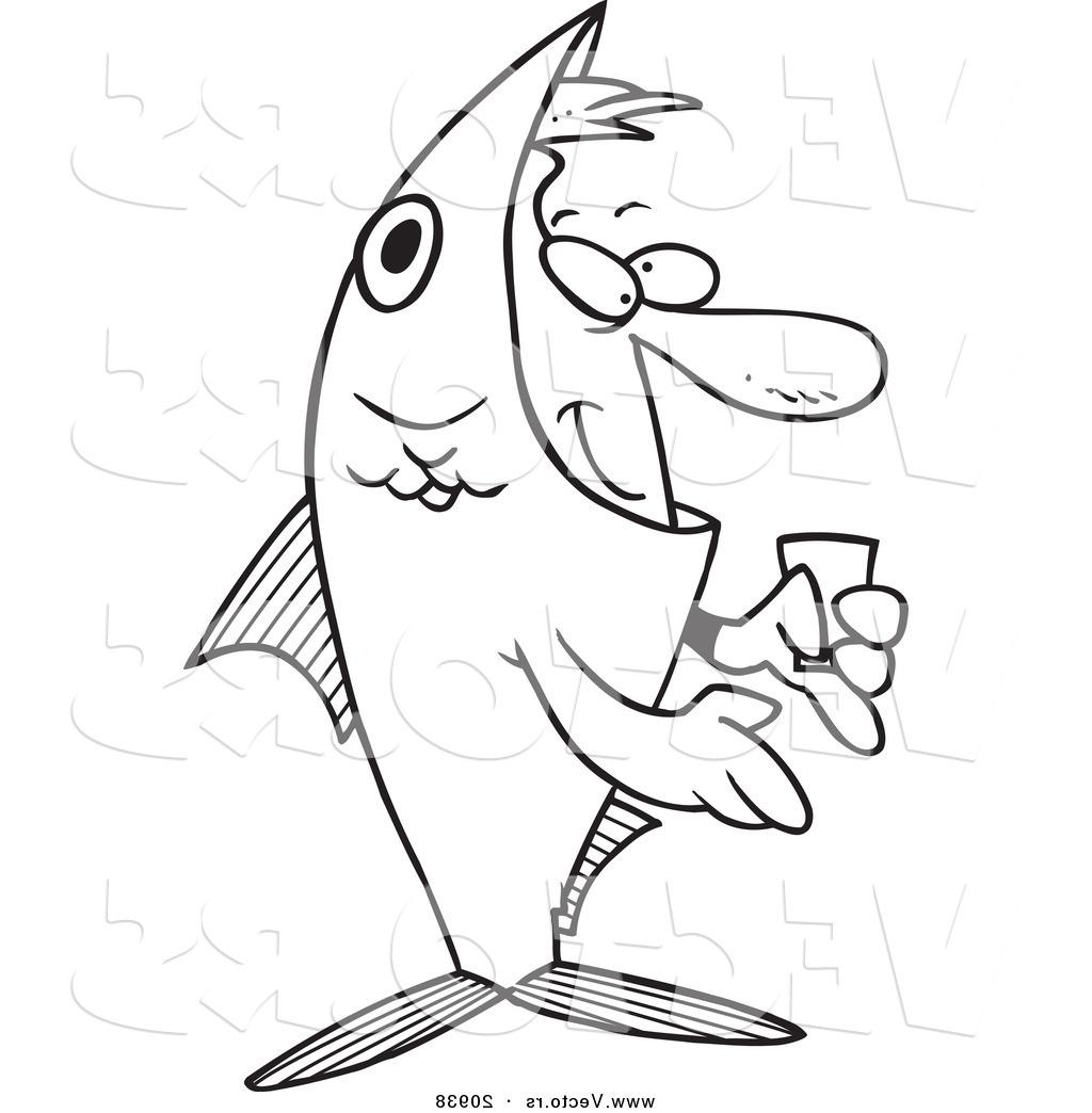 1024x1044 Top Vector Of Cartoon Man In Fish Costume Coloring Page Outline By