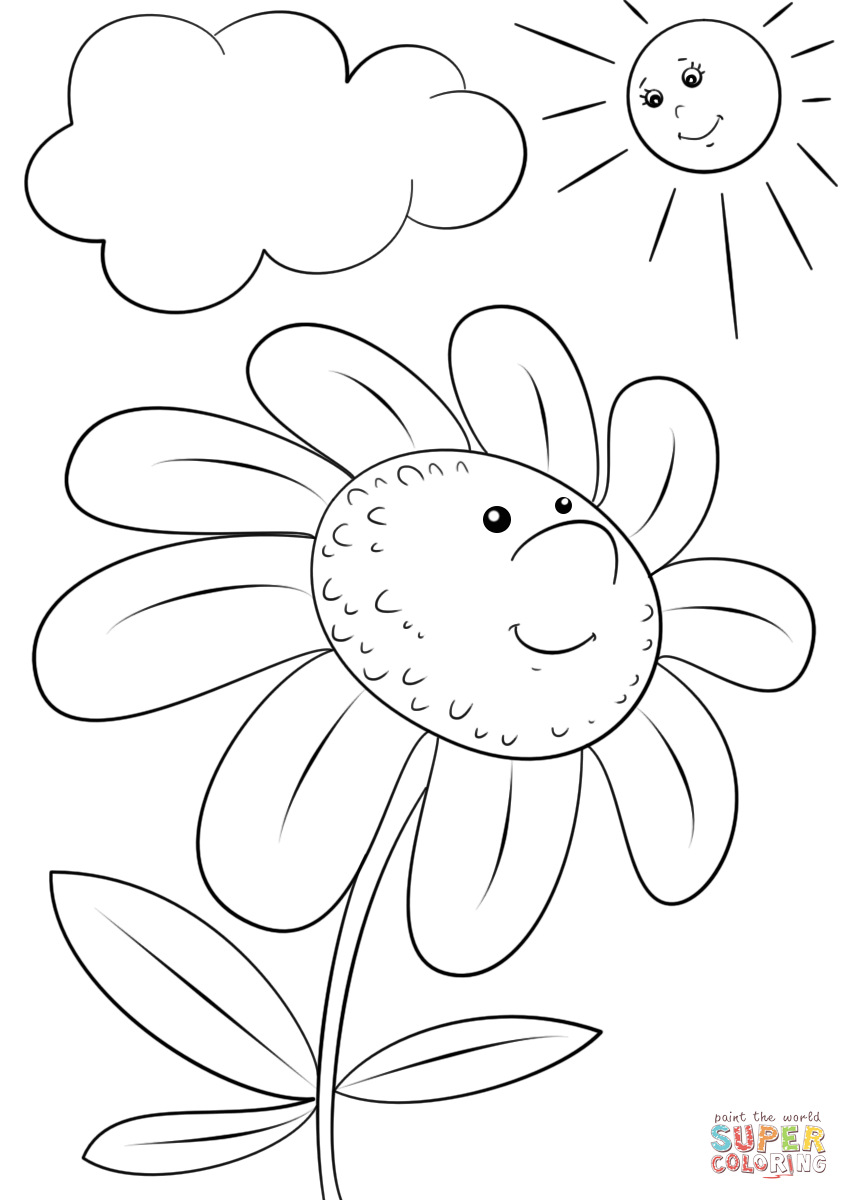 849x1200 Cartoon Flower Character Coloring Page Free Printable Coloring Pages